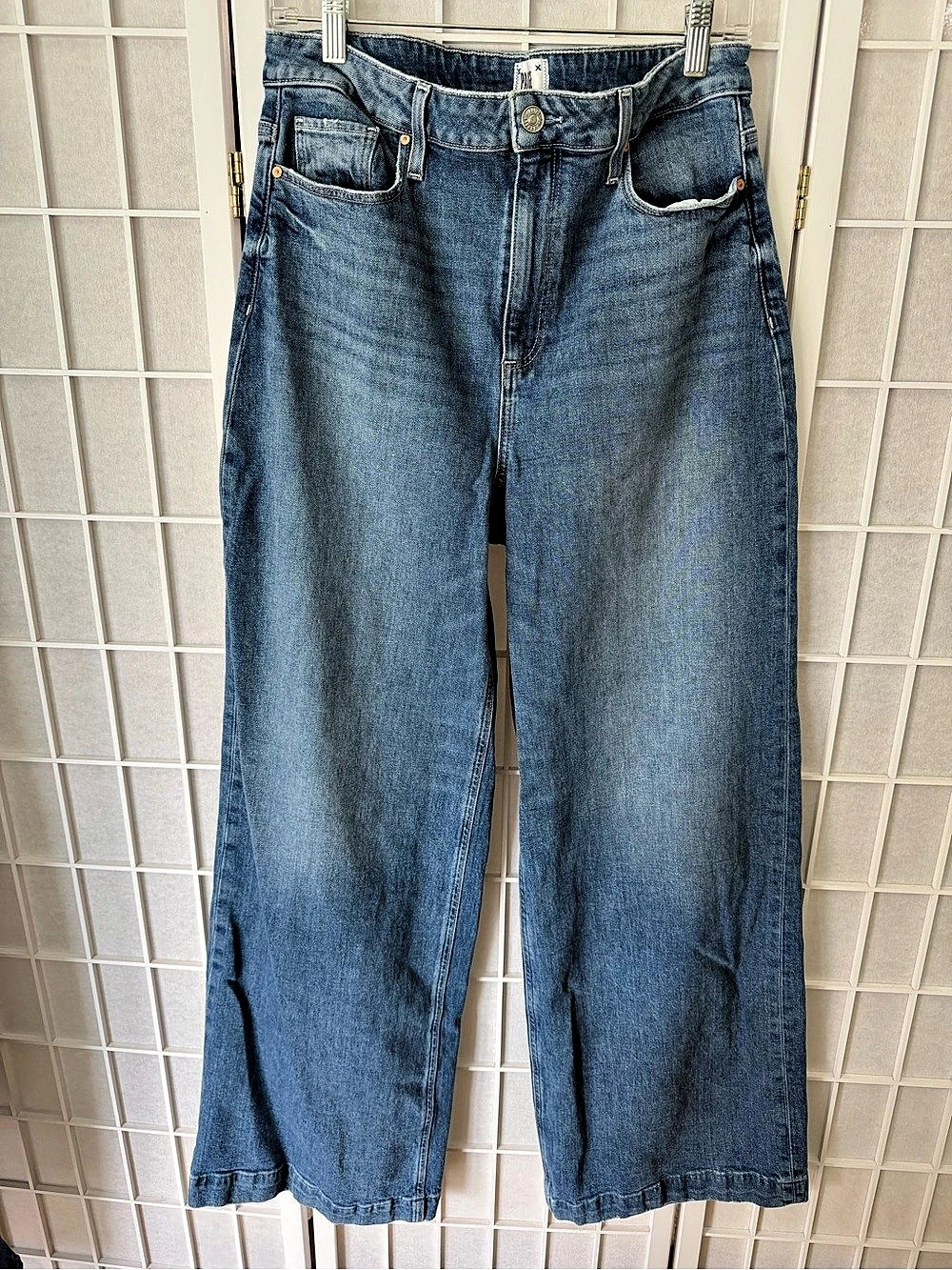 PAIGE Anessa High-Rise Wide-Leg Jeans Blue Waist 32
